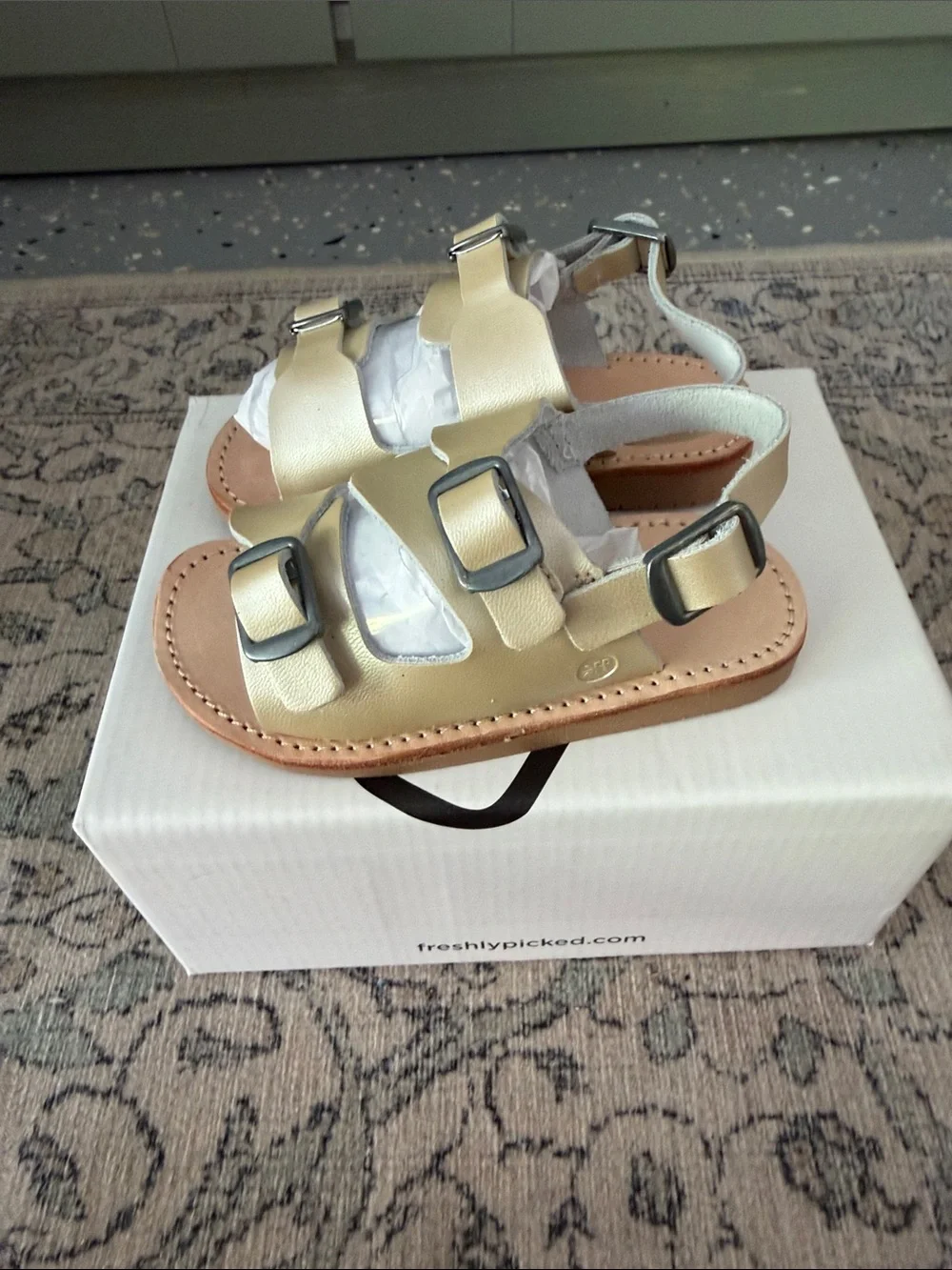 Freshly Picked Gold Toddler Buckle Sandals